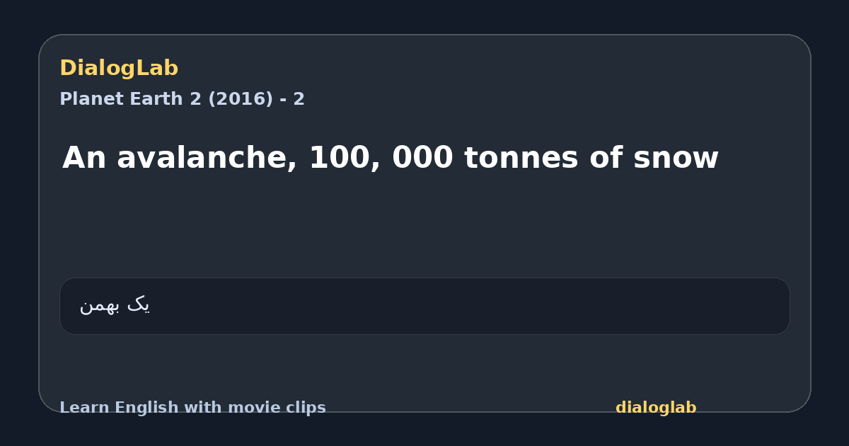 Share card for An avalanche, 100, 000 tonnes of snow