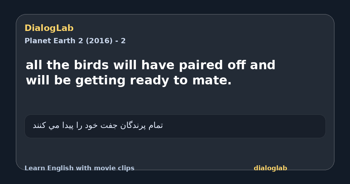 Share card for all the birds will have paired off and will be getting ready to mate.