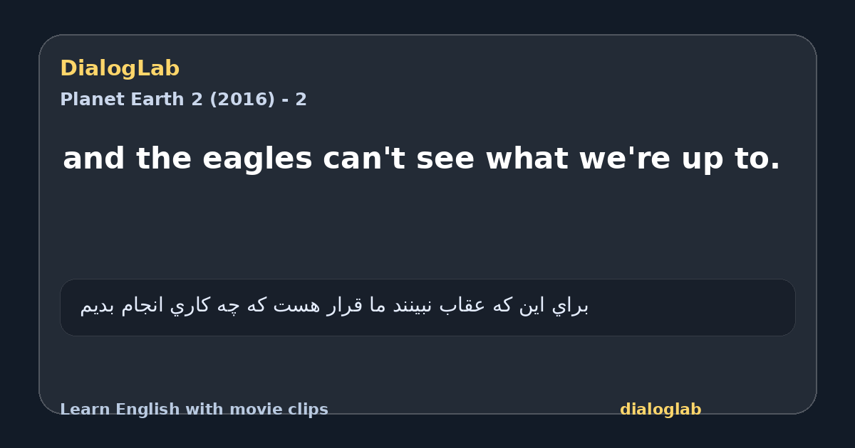 Share card for and the eagles can't see what we're up to.