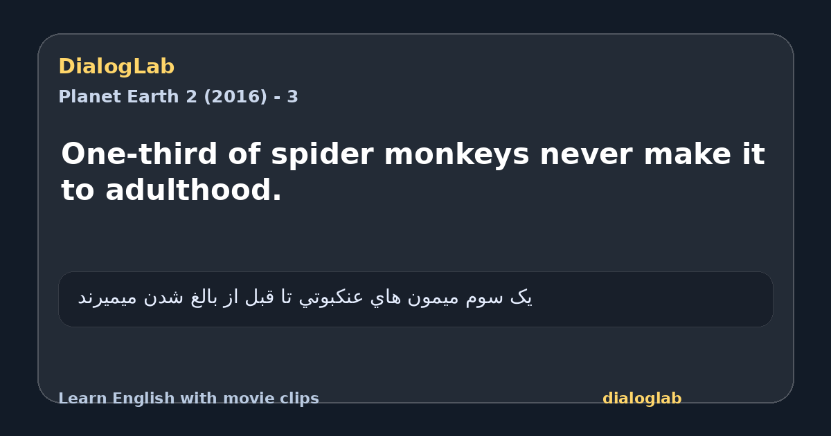 Share card for One-third of spider monkeys never make it to adulthood.