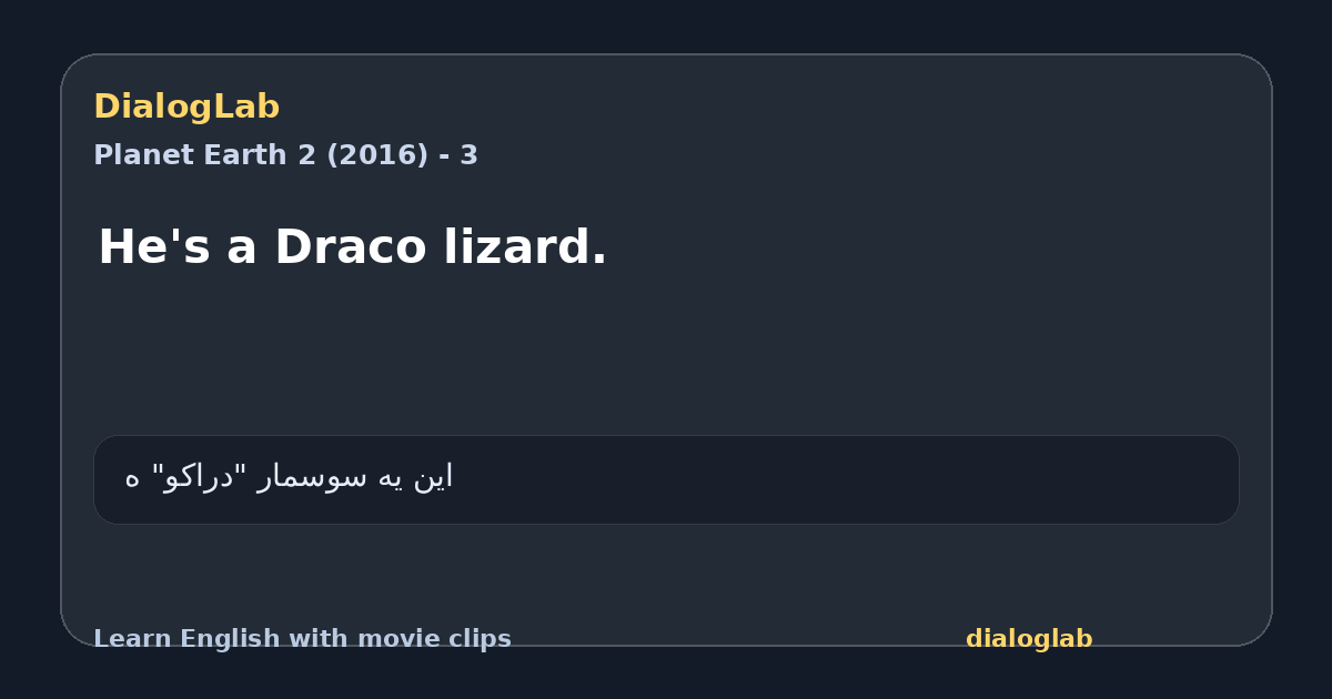 Share card for He's a Draco lizard.