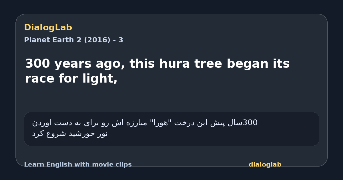 Share card for 300 years ago, this hura tree began its race for light,