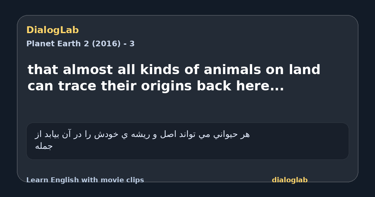 Share card for that almost all kinds of animals on land can trace their origins back here...