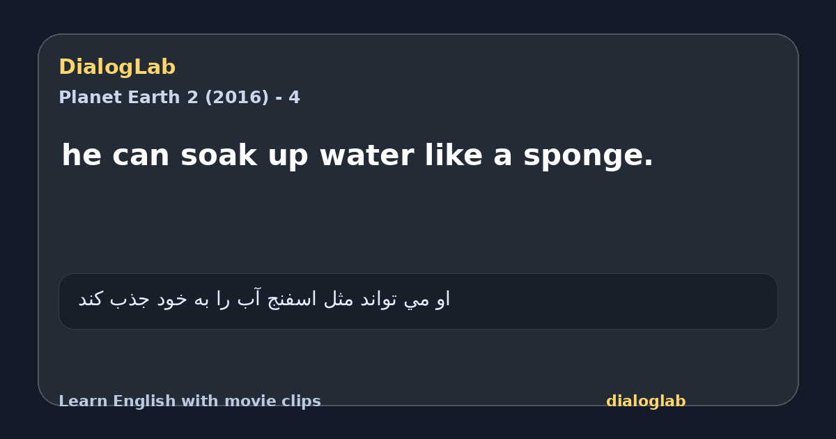 Share card for he can soak up water like a sponge.