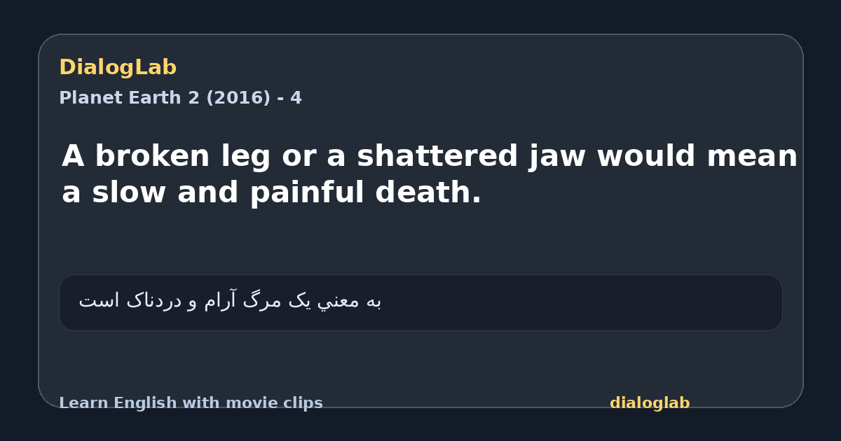 Share card for A broken leg or a shattered jaw would mean a slow and painful death.