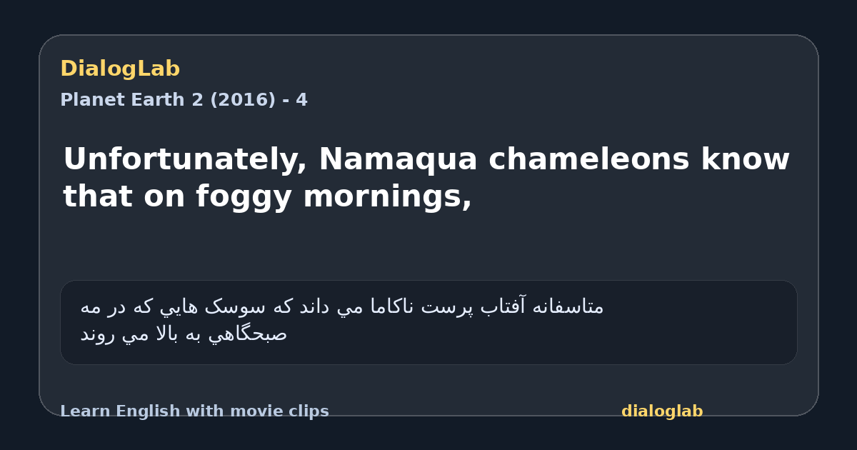 Share card for Unfortunately, Namaqua chameleons know that on foggy mornings,