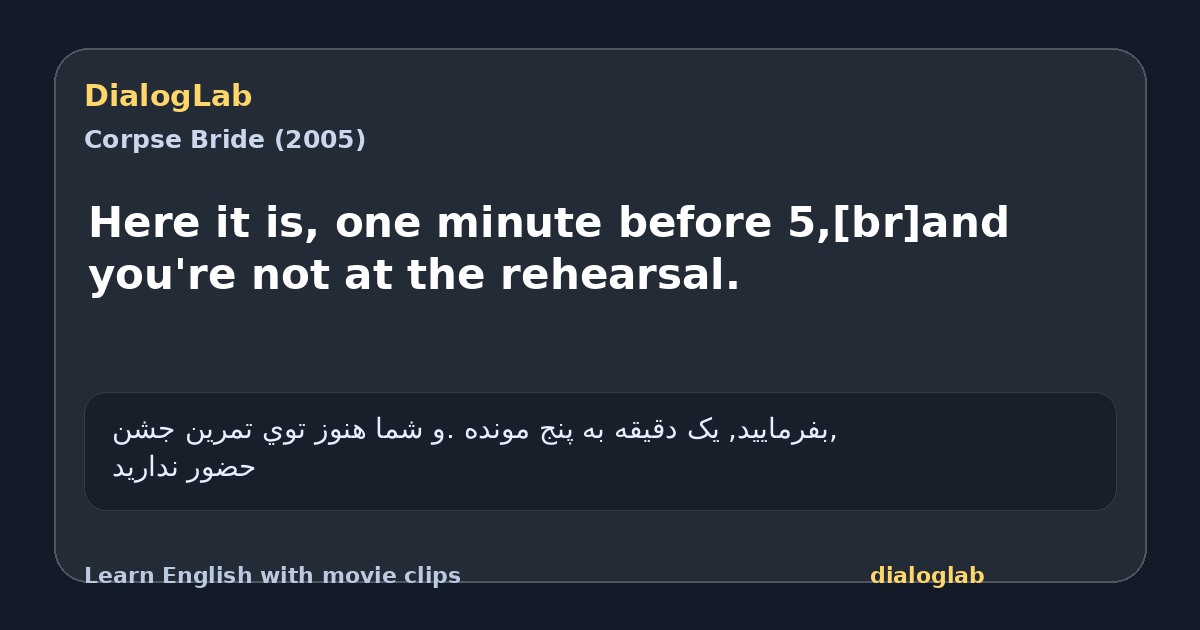Share card for Here it is, one minute before 5,[br]and you're not at the rehearsal.