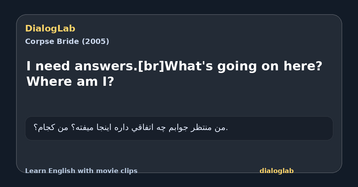 Share card for I need answers.[br]What's going on here? Where am I?