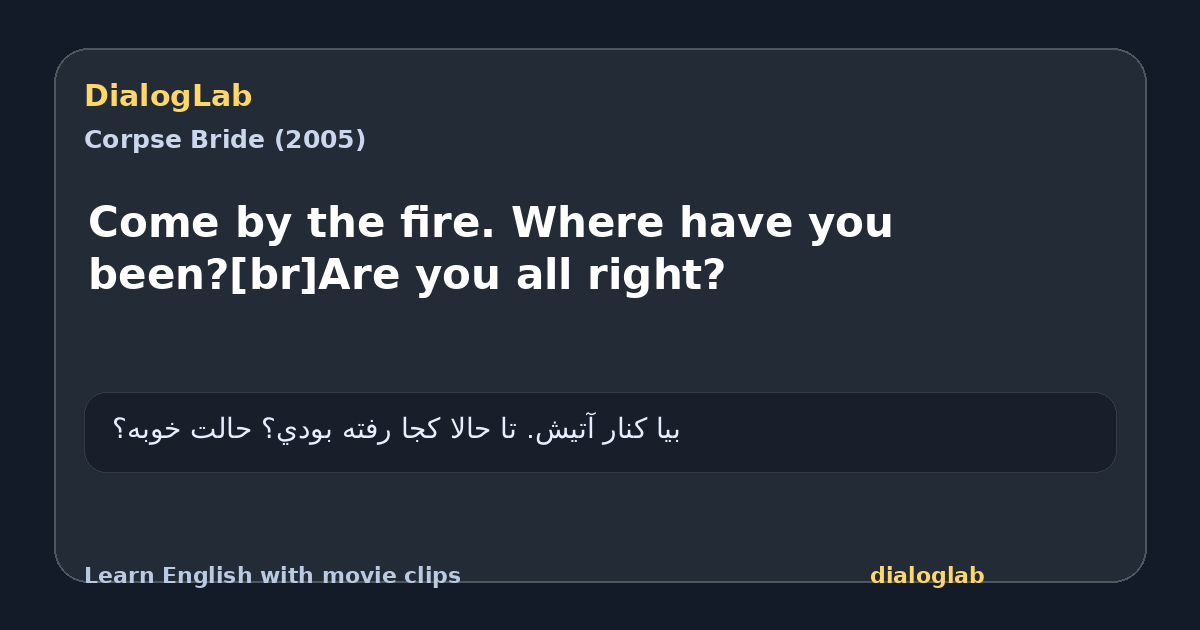 Share card for Come by the fire. Where have you been?[br]Are you all right?