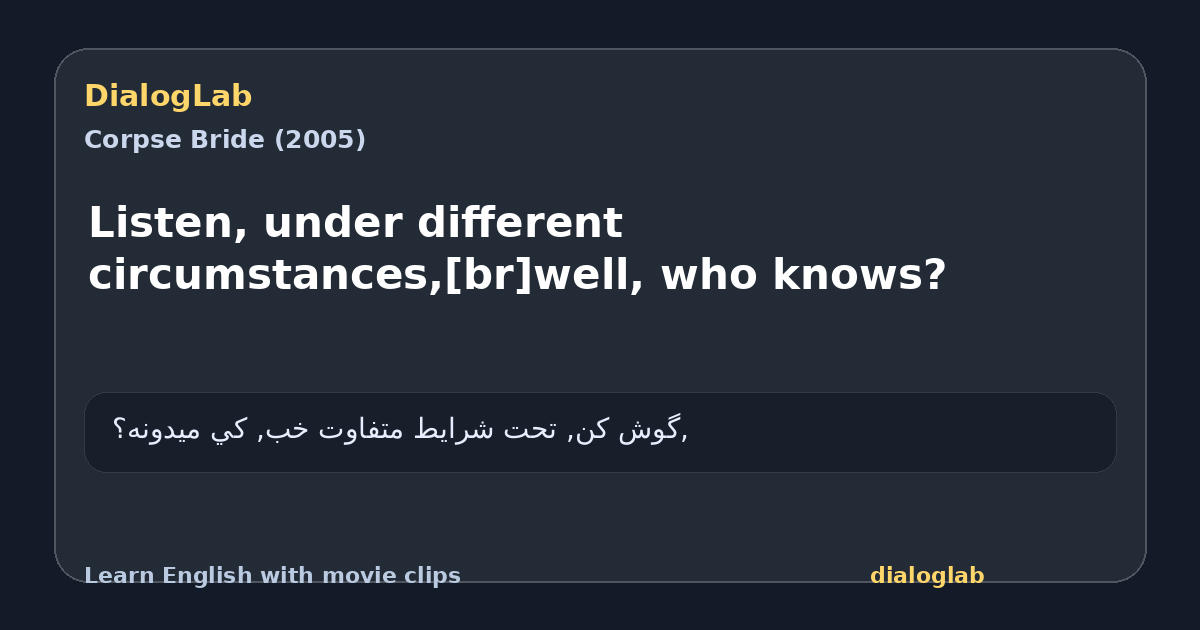 Share card for Listen, under different circumstances,[br]well, who knows?