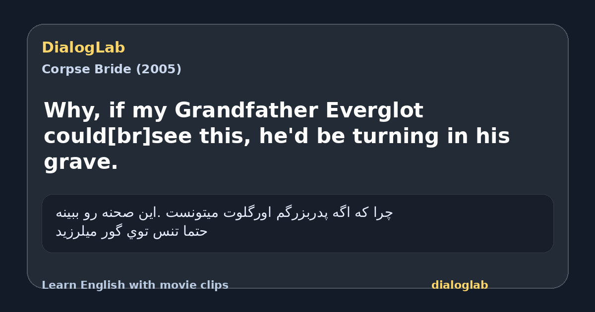 Share card for Why, if my Grandfather Everglot could[br]see this, he'd be turning in his grave.