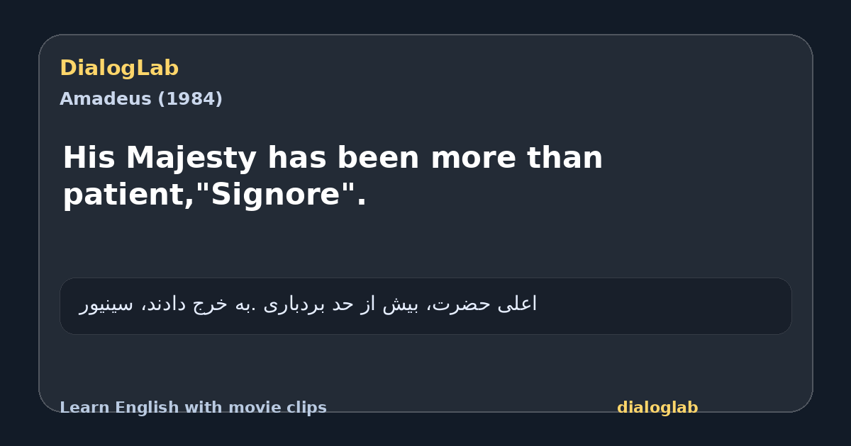 Share card for His Majesty has been more than patient,"Signore".