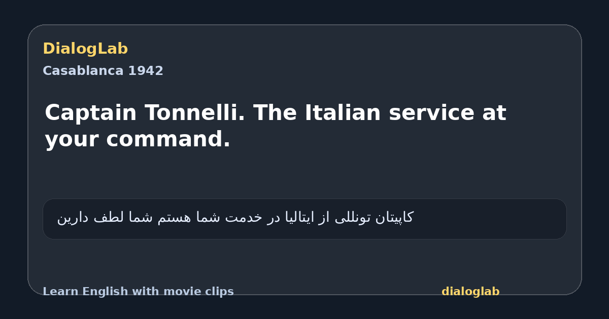 Share card for Captain Tonnelli. The Italian service at your command.