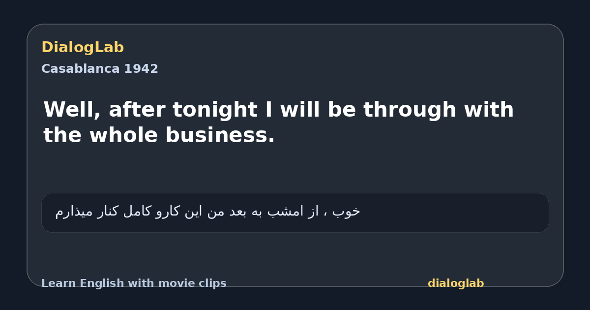 Share card for Well, after tonight I will be through with the whole business.