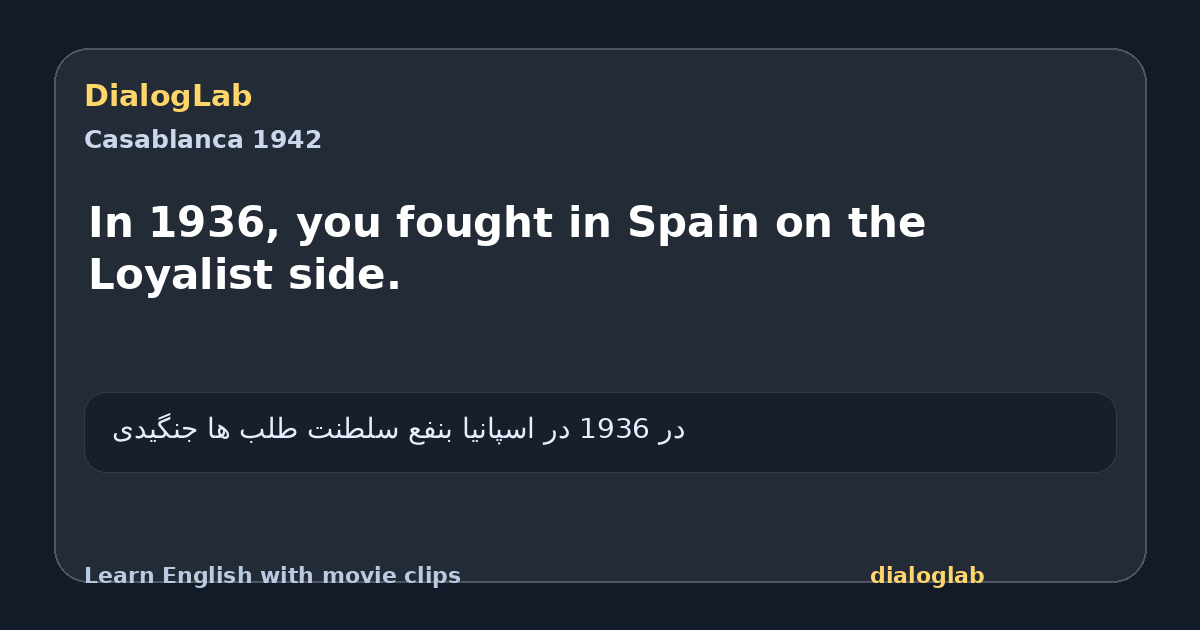 Share card for In 1936, you fought in Spain on the Loyalist side.
