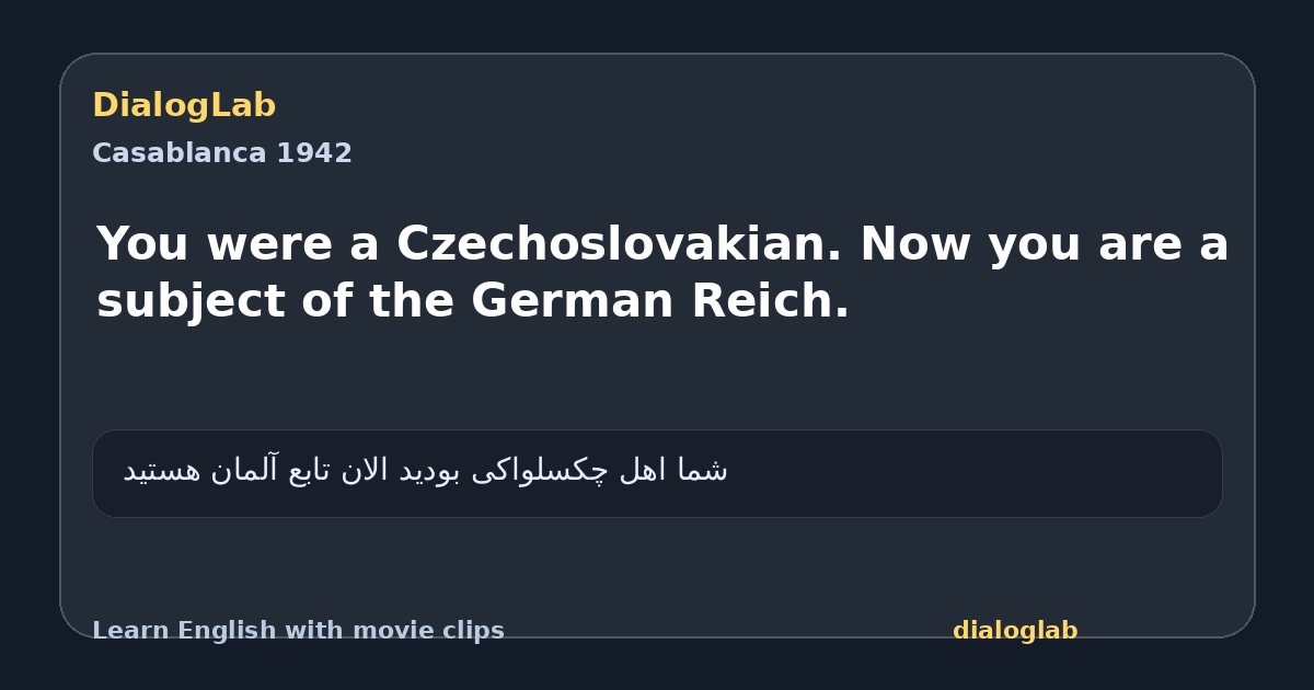 Share card for You were a Czechoslovakian. Now you are a subject of the German Reich.