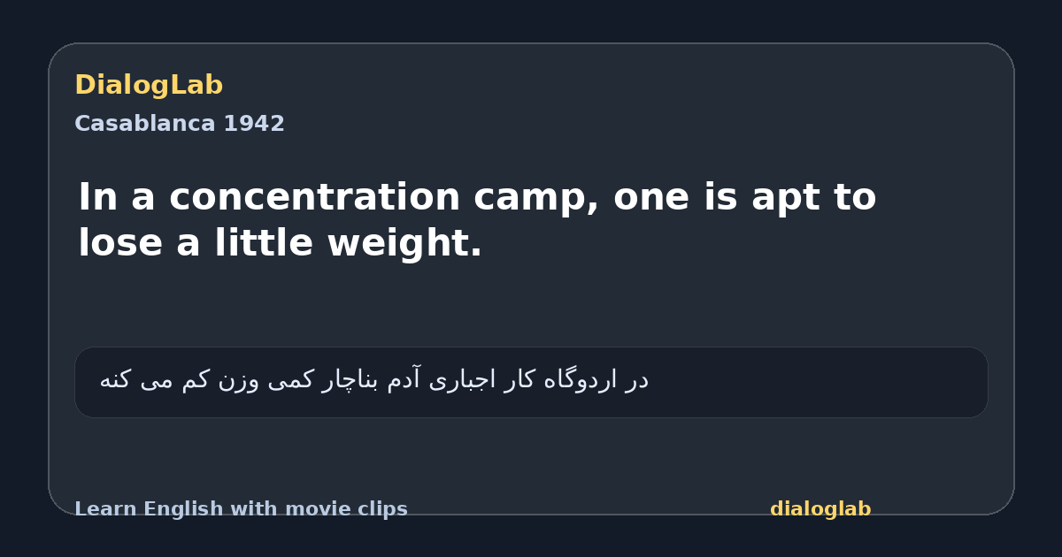 Share card for In a concentration camp, one is apt to lose a little weight.