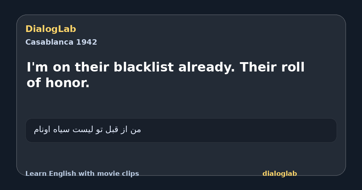 Share card for I'm on their blacklist already. Their roll of honor.