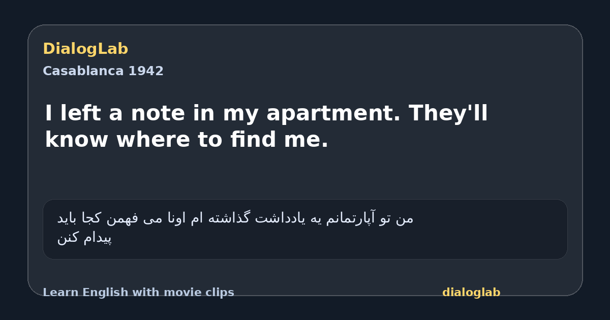 Share card for I left a note in my apartment. They'll know where to find me.
