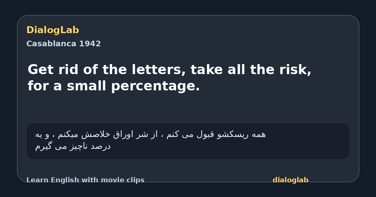 Share card for Get rid of the letters, take all the risk, for a small percentage.