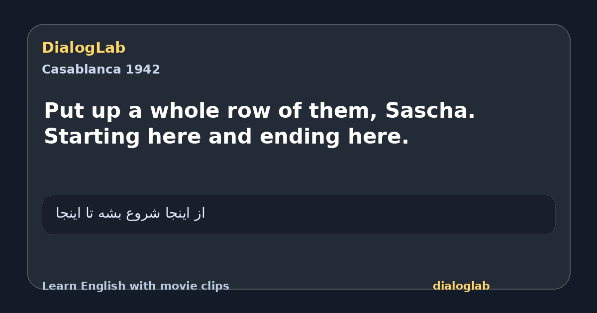 Share card for Put up a whole row of them, Sascha. Starting here and ending here.