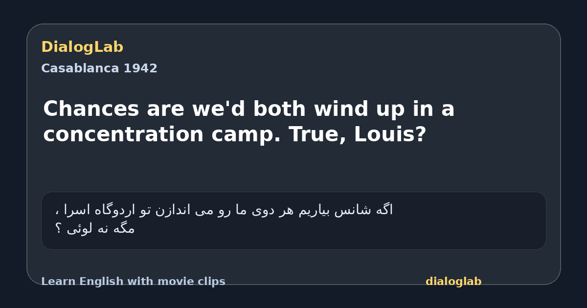 Share card for Chances are we'd both wind up in a concentration camp. True, Louis?