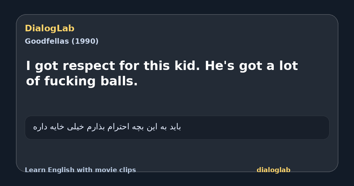 Share card for I got respect for this kid. He's got a lot of fucking balls.