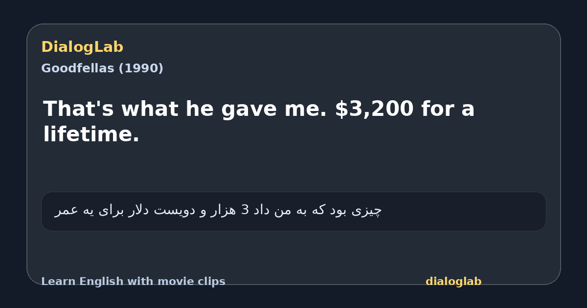 Share card for That's what he gave me. $3,200 for a lifetime.