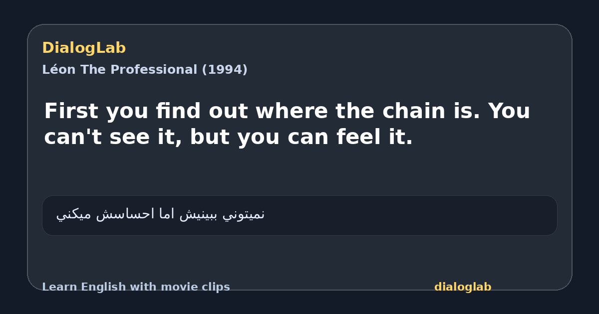Share card for First you find out where the chain is. You can't see it, but you can feel it.