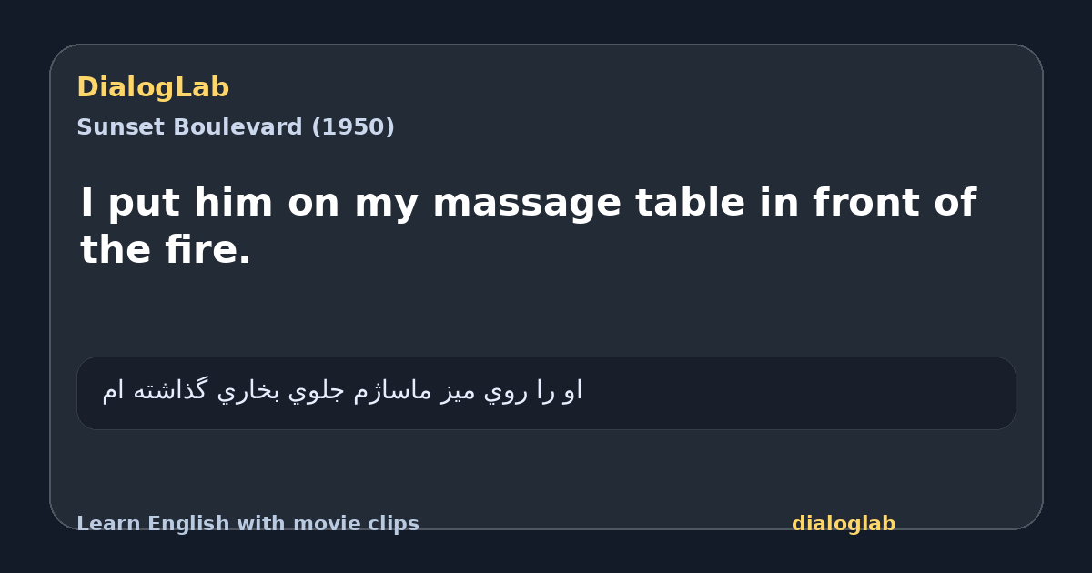 Share card for I put him on my massage table in front of the fire.