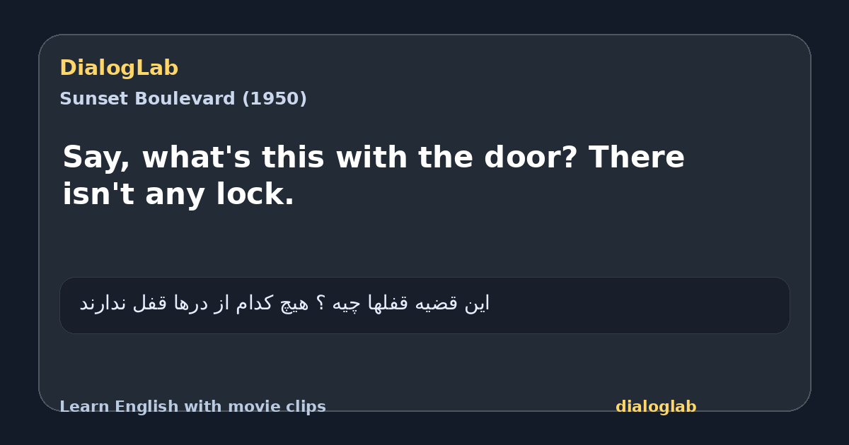Share card for Say, what's this with the door? There isn't any lock.
