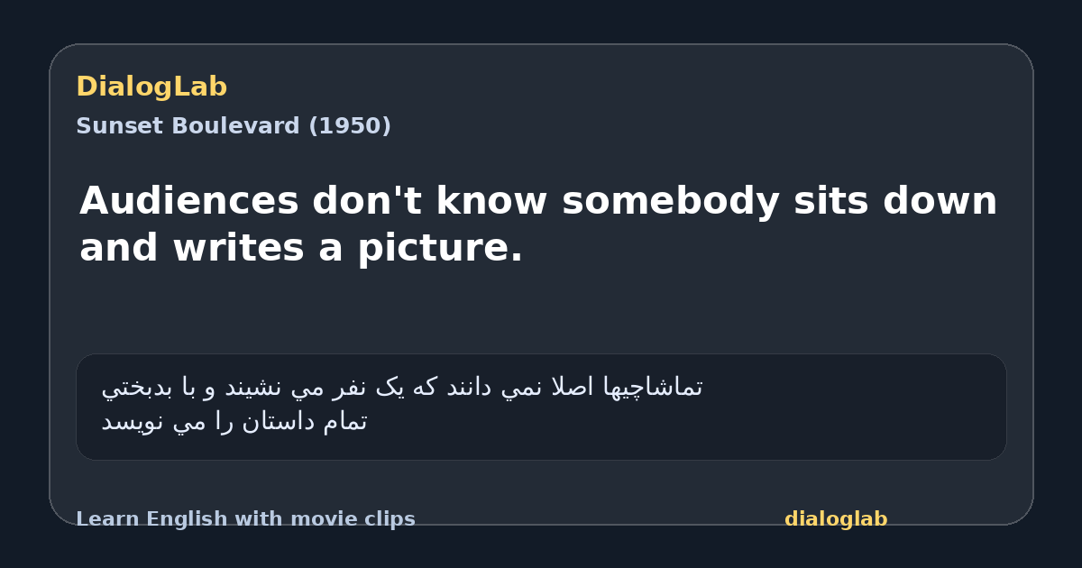 Share card for Audiences don't know somebody sits down and writes a picture.