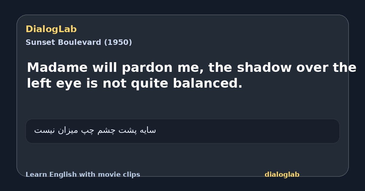 Share card for Madame will pardon me, the shadow over the left eye is not quite balanced.