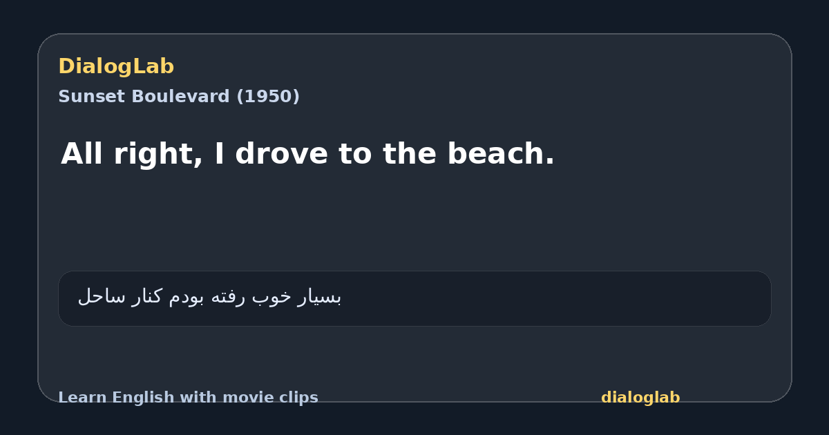 Share card for All right, I drove to the beach.