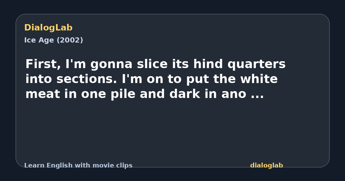 Share card for First, I'm gonna slice its hind quarters into sections. I'm on to put the white meat in one pile and dark in ano ...