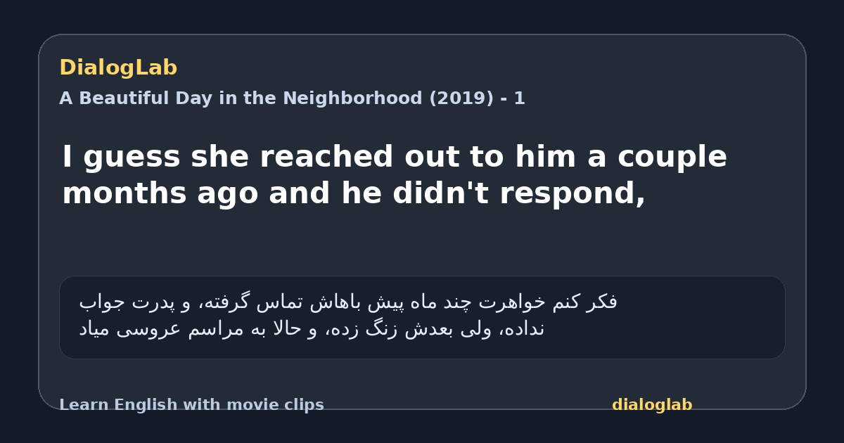 Share card for I guess she reached out to him a couple months ago and he didn't respond,