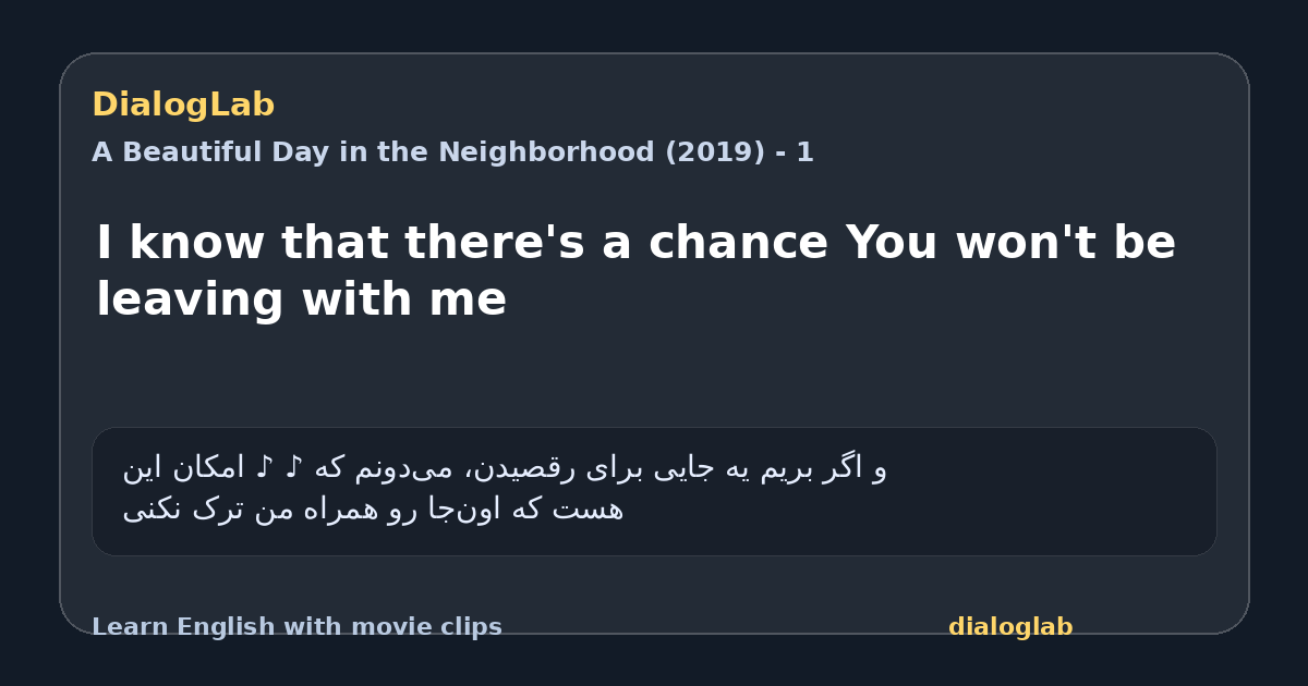 Share card for I know that there's a chance You won't be leaving with me
