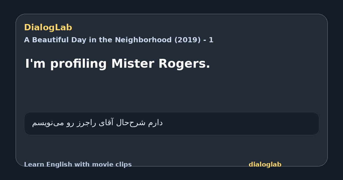 Share card for I'm profiling Mister Rogers.