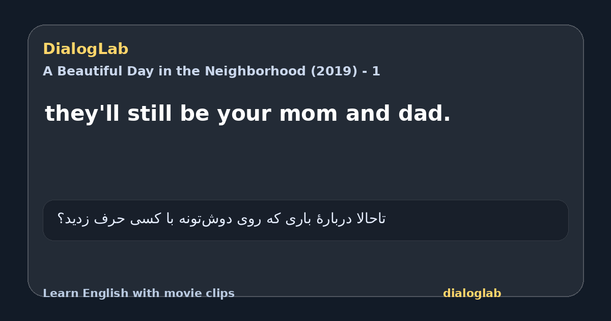 Share card for they'll still be your mom and dad.