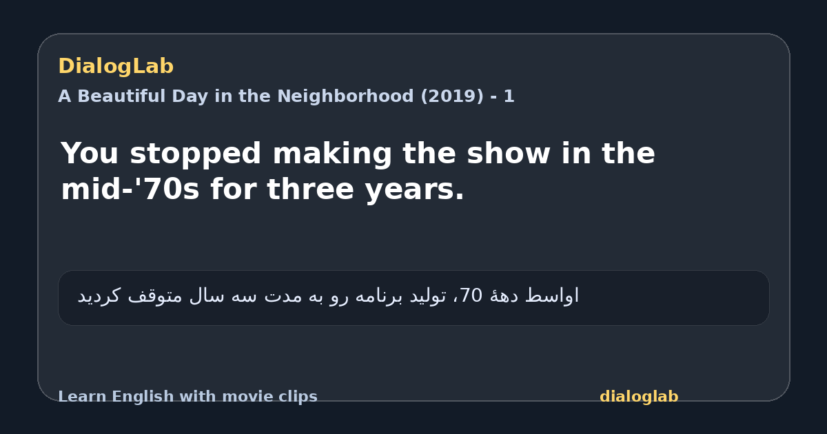 Share card for You stopped making the show in the mid-'70s for three years.