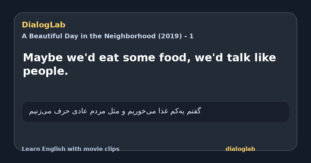 Share card for Maybe we'd eat some food, we'd talk like people.