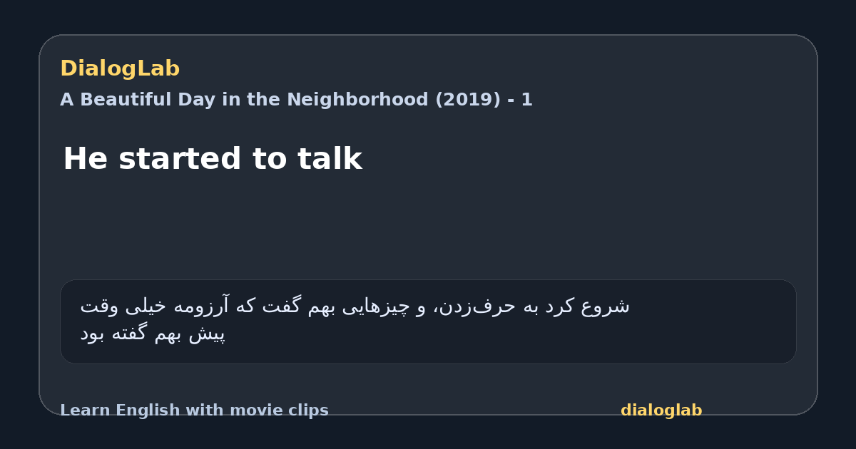 Share card for He started to talk