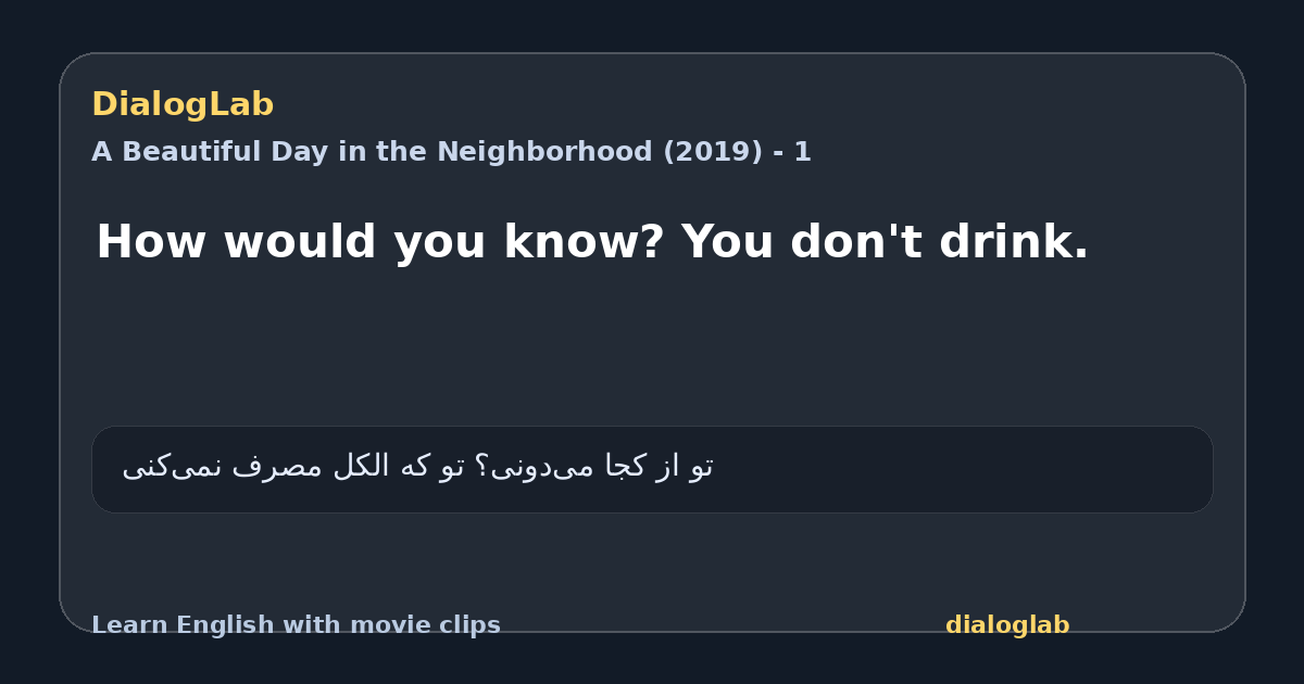 Share card for How would you know? You don't drink.
