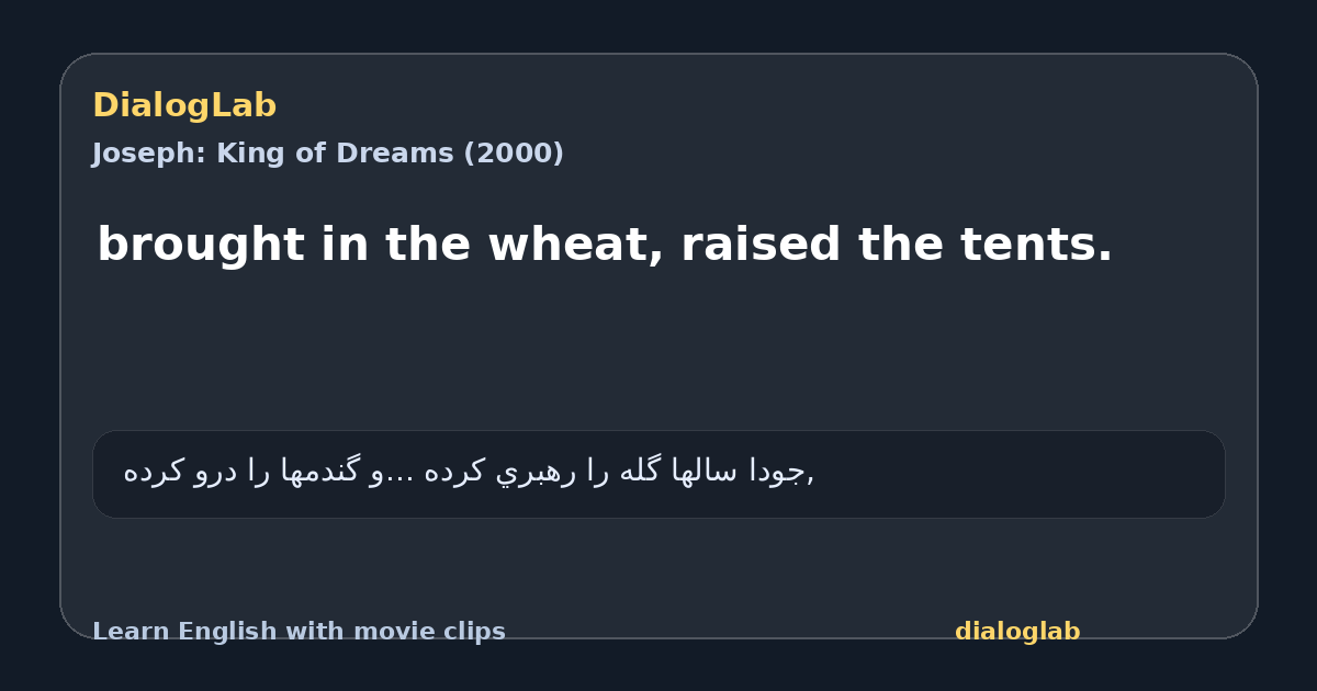 Share card for brought in the wheat, raised the tents.