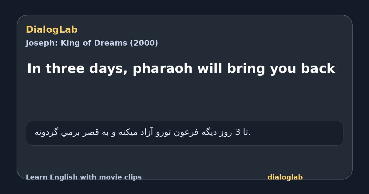 Share card for In three days, pharaoh will bring you back