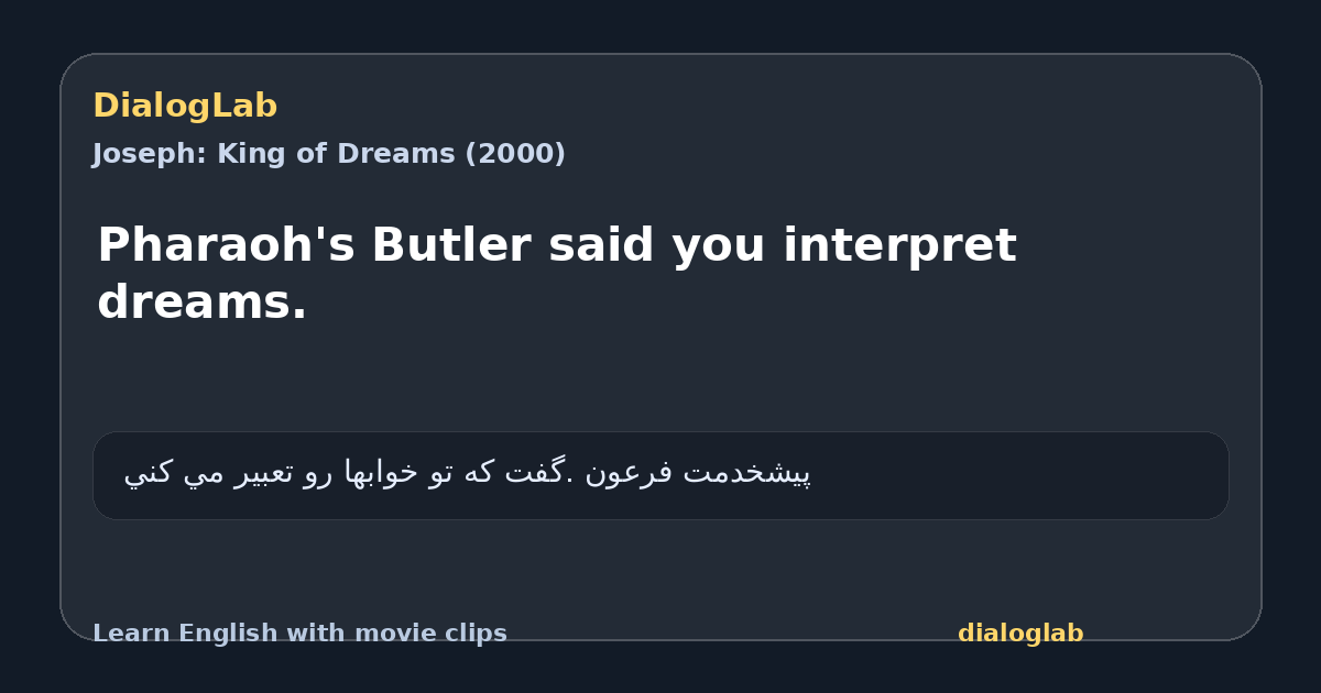Share card for Pharaoh's Butler said you interpret dreams.