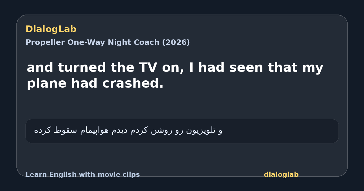 Share card for and turned the TV on, I had seen that my plane had crashed.
