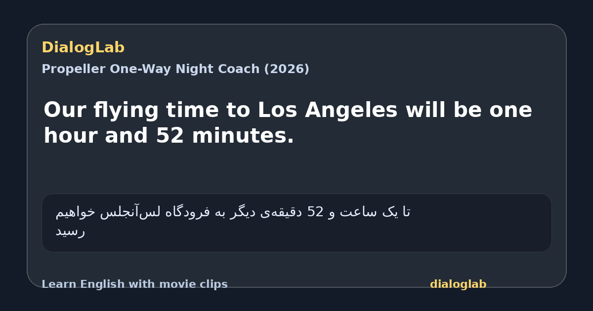 Share card for Our flying time to Los Angeles will be one hour and 52 minutes.