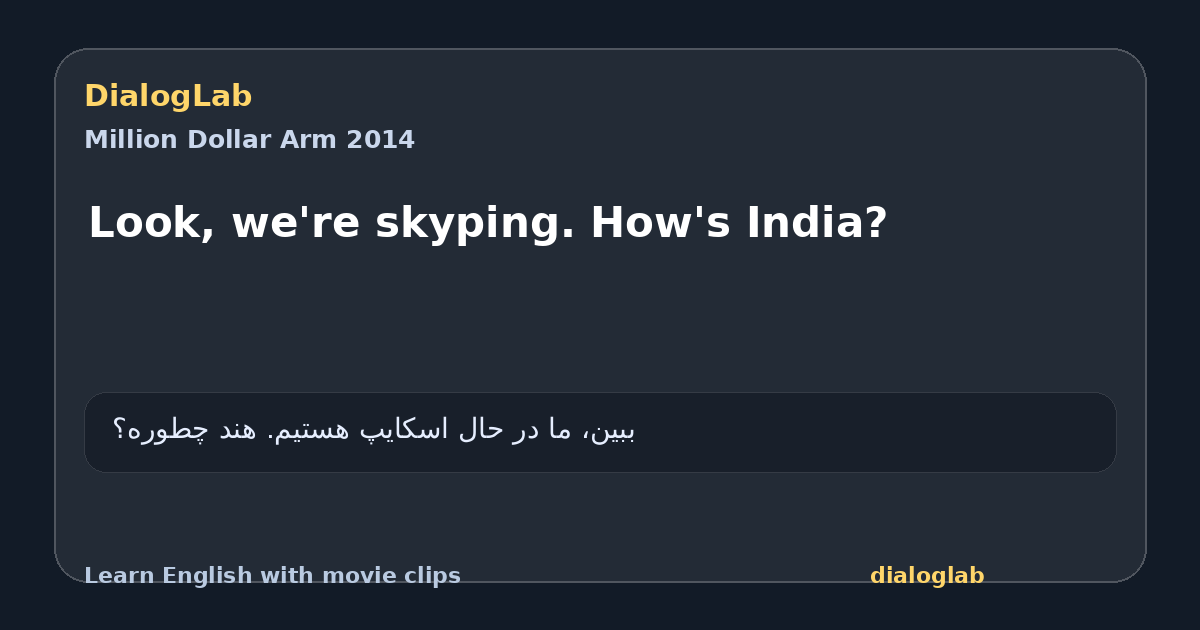 Share card for Look, we're skyping. How's India?