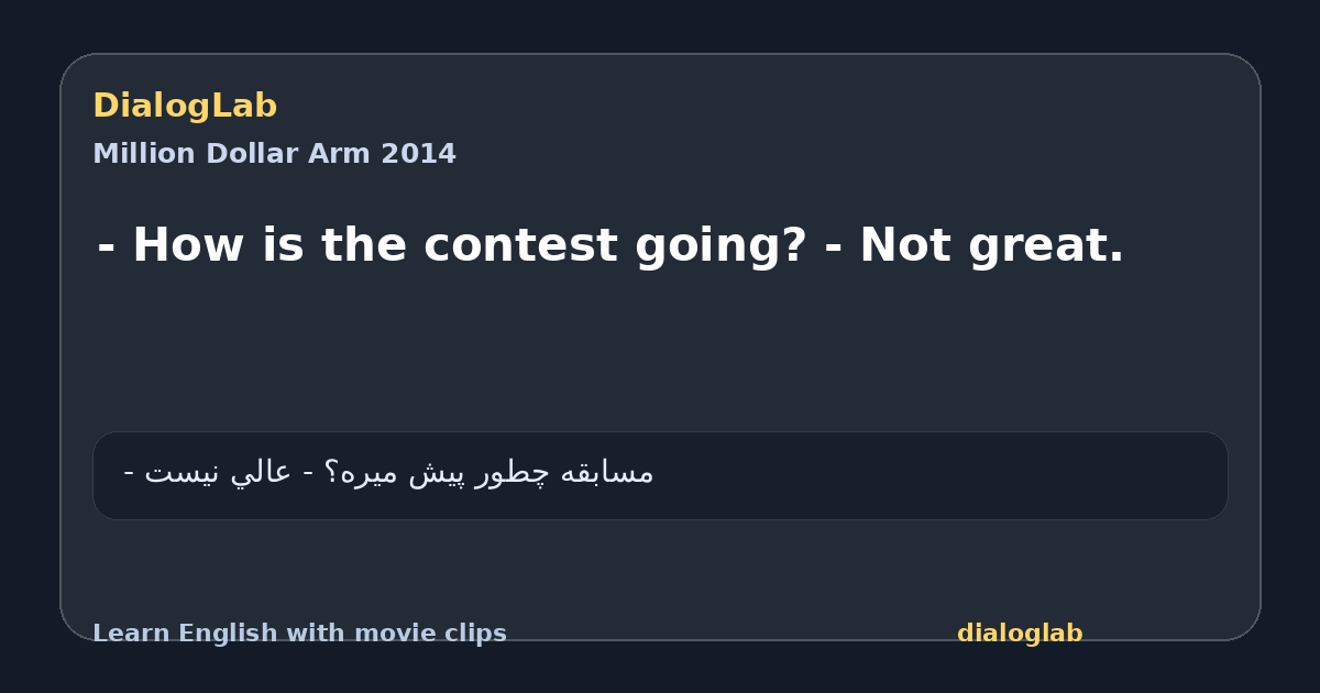 Share card for - How is the contest going? - Not great.
